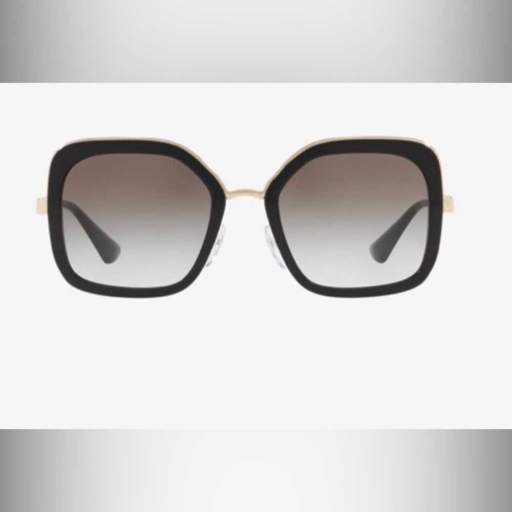 Authentic Prada women SPR57U square sunglasses in black and gold.